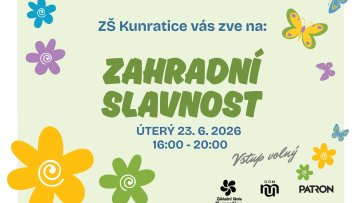Zahradní slavnost 2026: Setkání školy, rodin a Kunratic pod širým nebem