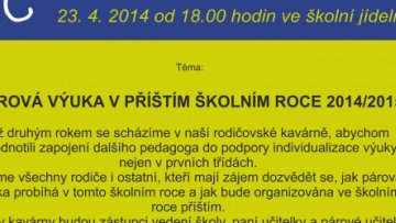 Rodičovská kavárna k párové výuce ve školním roce 2014/2015