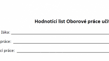 Hodnotící list Oborové práce učitelem 15/16