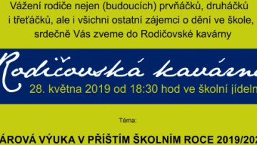 Rodičovská kavárna: Párová výuka ve šk. roce 2019/2020