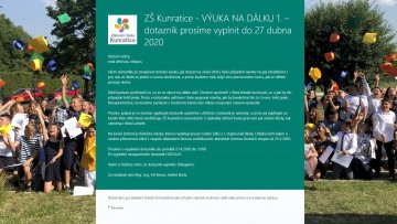 ZŠ Kunratice - VÝUKA NA DÁLKU 1. – dotazník prosíme vyplnit do 27 dubna 2020