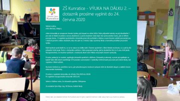 ZŠ Kunratice - VÝUKA NA DÁLKU 2. – dotazník prosíme vyplnit do 24. června 2020