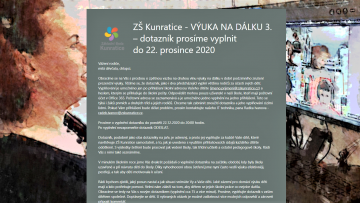 ZŠ Kunratice – VÝUKA NA DÁLKU 3.   – prodlužujeme do 30. 12. 2020  – prosíme o vyplnění